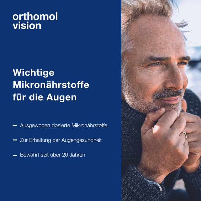 Orthomol Vision - wichtige Mikronährstoffe für die Augen - Nahrungsergänzung mit Lutein, Zeaxanthin, Omega-3-Fettsäuren, 90 St. Tagesportionen
