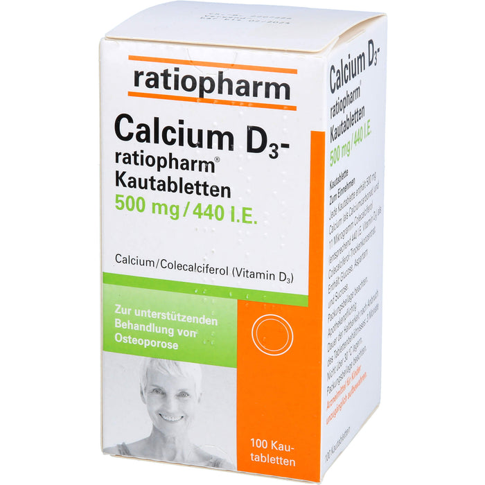 Calcium D3-ratiopharm  Kautabletten 500 mg/440 I.E., 100 pc Tablettes