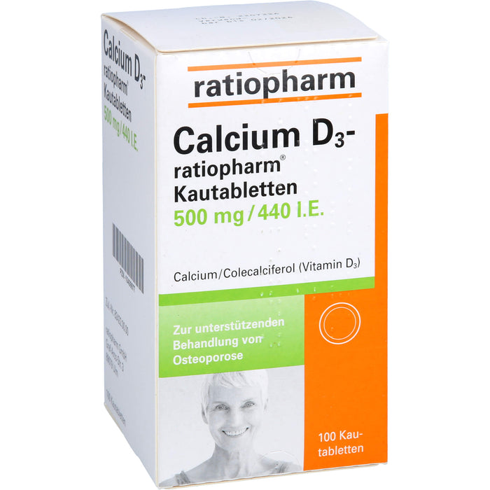 Calcium D3-ratiopharm  Kautabletten 500 mg/440 I.E., 100 pc Tablettes