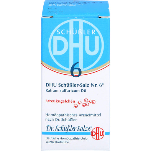 DHU Schüßler-Salz Nr. 6 Kalium sulfuricum D6 Streukügelchen – Das Mineralsalz der Entschlackung – das Original – umweltfreundlich im Arzneiglas,, 10 g Globuli