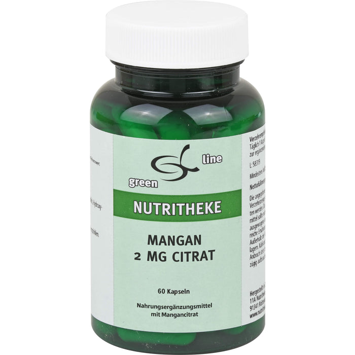 Green Line Nutritheke Mangan 2 mg Citrat Kapseln, 60 St. Kapseln