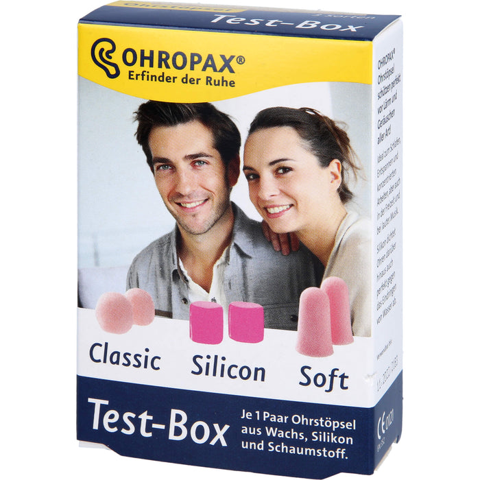 OHROPAX Test-Box je 1 Paar Ohrstöpsel aus Wachs, Silikon und Schaumstoff, 6 pcs. Earplugs
