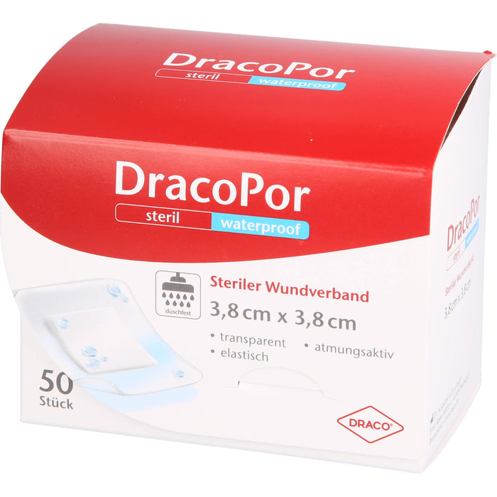 DRACOPOR waterproof Wundverband steril 3,8x3,8cm, 50 pc Pansement
