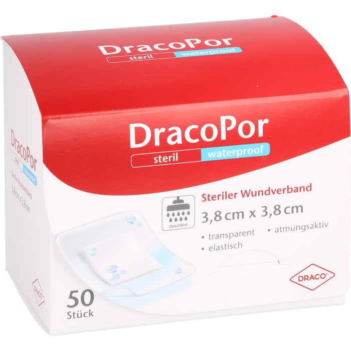 DRACOPOR waterproof Wundverband steril 3,8x3,8cm, 50 pcs. Patch