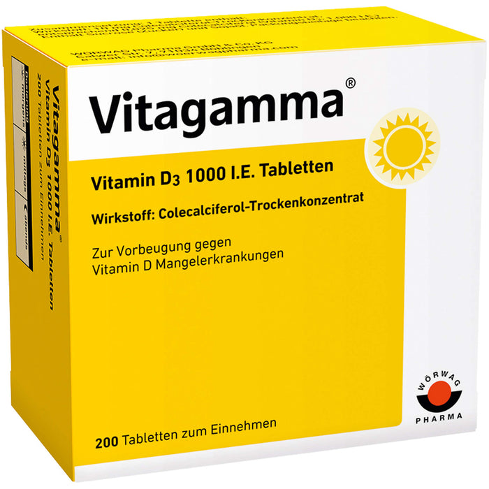 Vitagamma  Vitamin D3 1000 I.E. Tabletten, 200 pc Tablettes