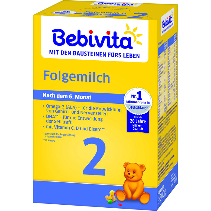 Bebivita 2 Folgemilch Pulver nach dem 6.Monat, 500 g Powder