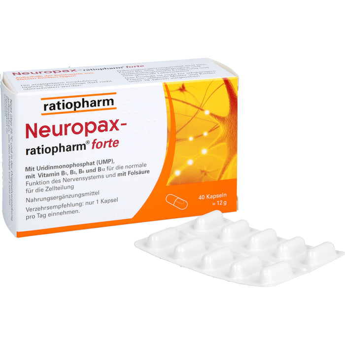 Neuropax-ratiopharm forte Kapseln mit Uridinmonophosphat (UMP), Vitamin B12 und Folsäure zur Unterstützung der Nervenregeneration, 40 St. Kapseln
