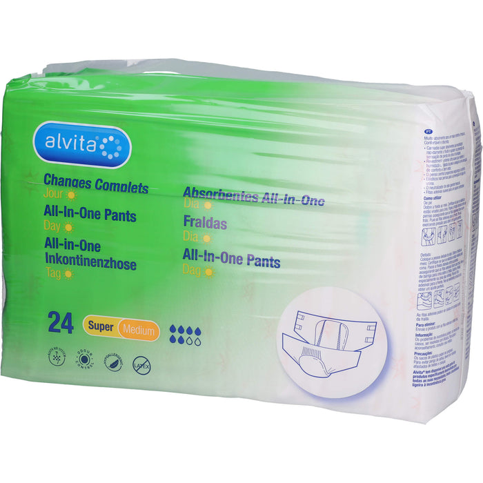 Alvita All-in-One Inkontinenzhose Super Medium Tag, 24 St