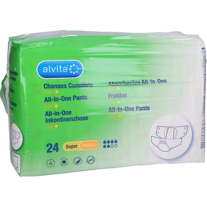 Alvita All-in-One Inkontinenzhose Super Medium Tag, 24 St