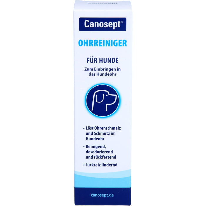 Canosept Ohrreiniger für Hunde löst Ohrenschmalz und Schmutz im Hundeohr, 125 ml Lösung