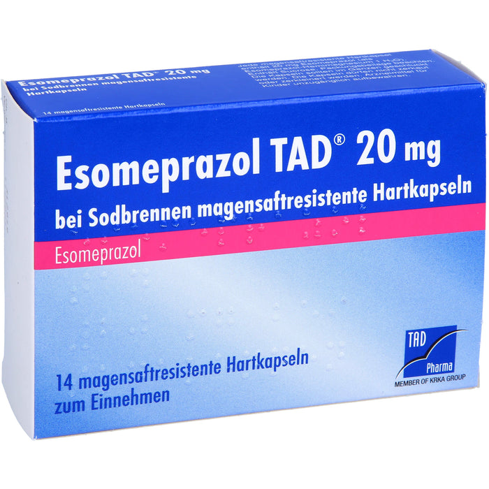 Esomeprazol TAD  20 mg bei Sodbrennen magensaftresistente Hartkapseln, 14 pc Capsules