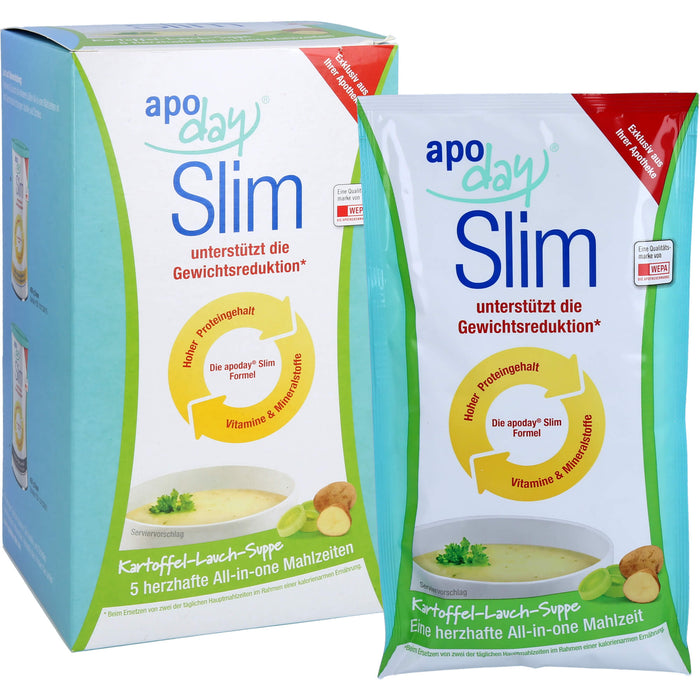 Apoday Kartoffel Lauch Slim Diät-Suppe Pulver, 5 St. Beutel