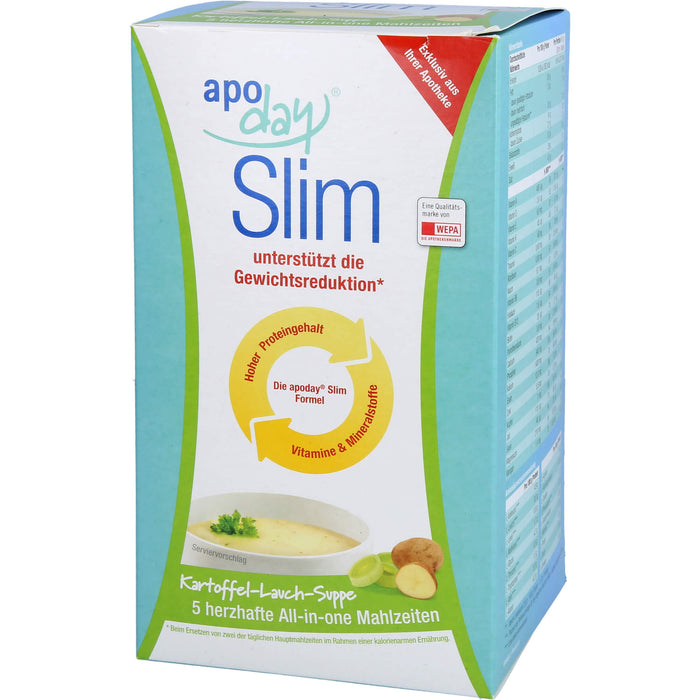Apoday Kartoffel Lauch Slim Diät-Suppe Pulver, 5 St. Beutel