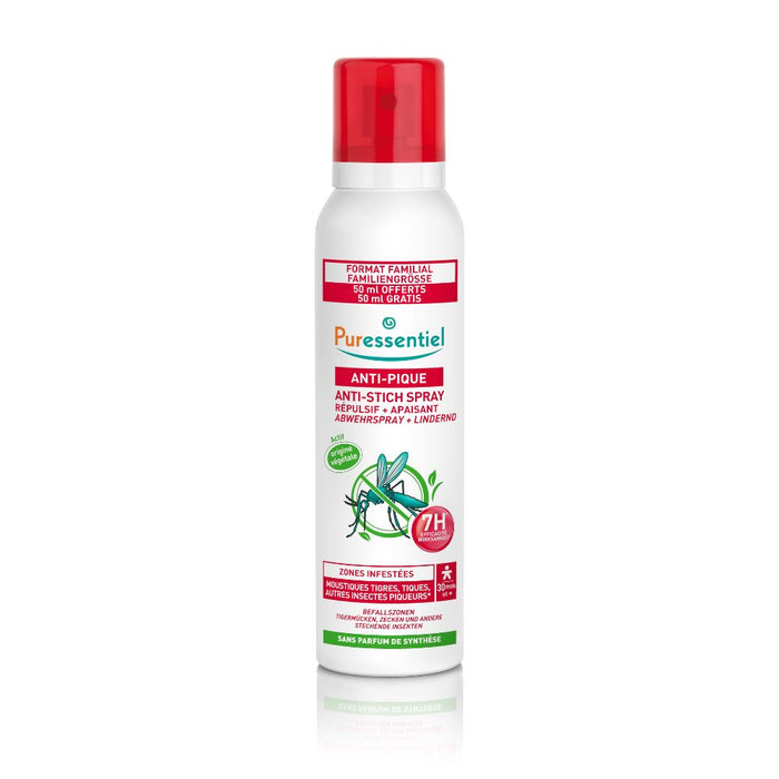 Puressentiel Anti-Stich Abwehrspray mit Zitronen-Eukalyptus und ätherischen Ölen – schützt bis zu 7 Stunden vor Mücken und Zecken, 200 ml Spray
