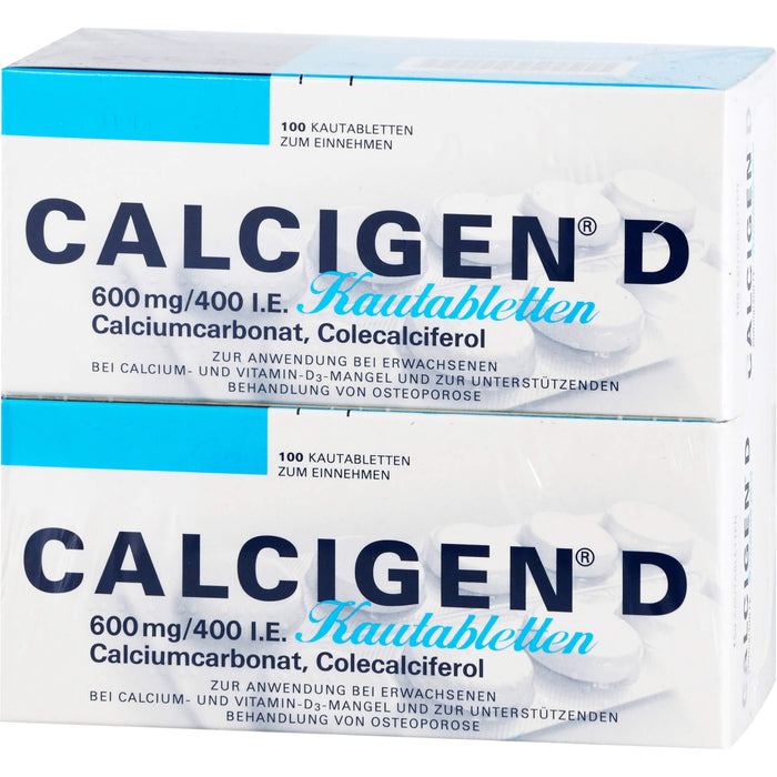 CALCIGEN D 600 mg / 400 I.E. Kautabletten bei Calcium- und Vitamin D3-Mangel, 200 St. Tabletten