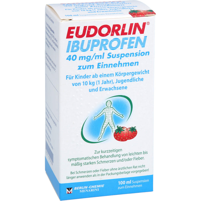 EUDORLIN Ibuprofen 40 mg/ml Suspension bei Schmerzen oder Fieber mit Erdbeergeschmack, 100 ml Solution