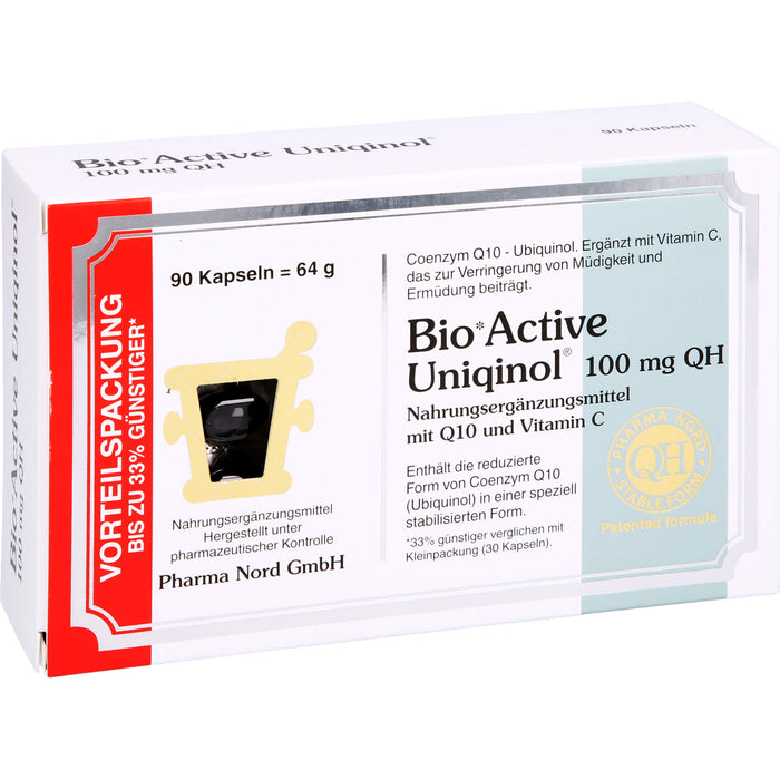 Pharma Nord BioActive Uniqinol 100 mg QH Kapseln zur Verringerung von Müdigkeit, 90 pcs. Capsules