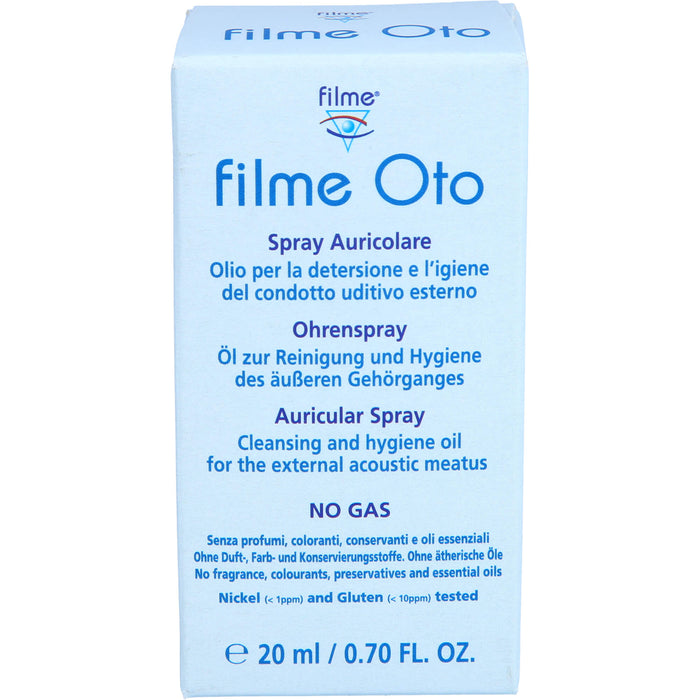 Filme Oto Ohrenspray Öl zur Reinigung und Hygiene des äußeren Gehörgangs, 20 ml Lösung