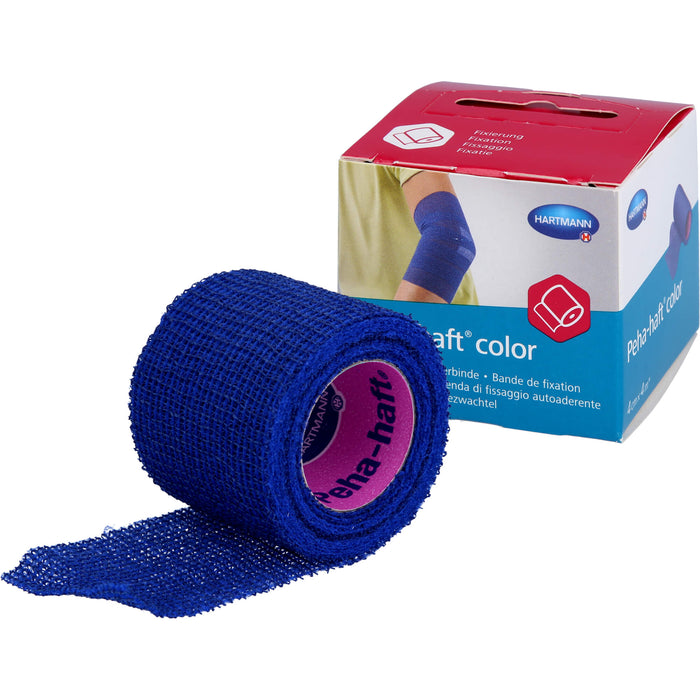 Peha-haft Color Fixierbinde latexfrei 4cmx4m blau, 1 pcs. Pack
