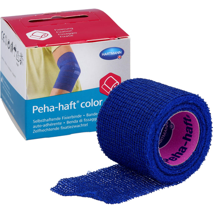 Peha-haft Color Fixierbinde latexfrei 4cmx4m blau, 1 pcs. Pack