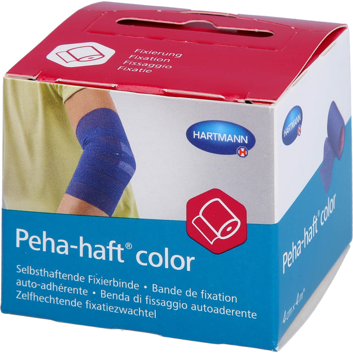 Peha-haft Color Fixierbinde latexfrei 4cmx4m blau, 1 pc Paquet