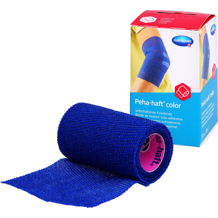 Peha-haft Color Fixierbinde latexfrei 8 cm x 4 m blau, 1 pcs. Bandage