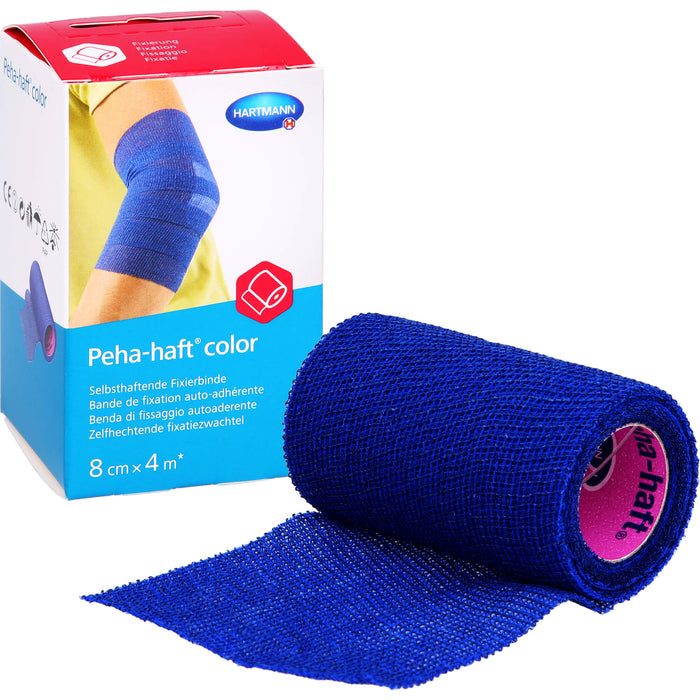 Peha-haft Color Fixierbinde latexfrei 8 cm x 4 m blau, 1 pcs. Bandage