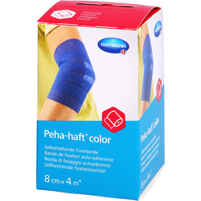 Peha-haft Color Fixierbinde latexfrei 8 cm x 4 m blau, 1 St. Binde