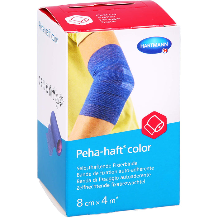 Peha-haft Color Fixierbinde latexfrei 8 cm x 4 m blau, 1 pcs. Bandage
