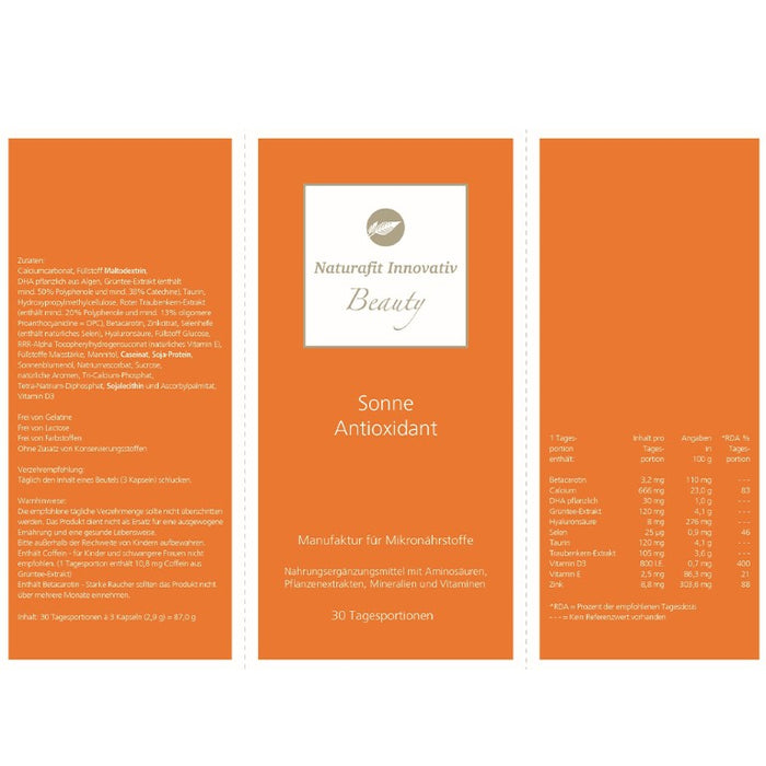 naturafit Innovativ Beauty Sonne Antioxidant Tagesportionen, 90 pcs. Capsules