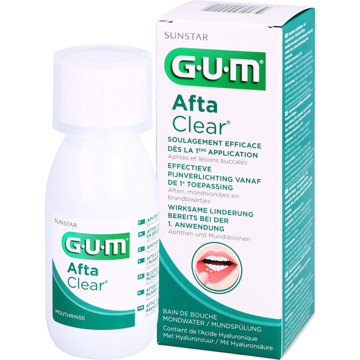 GUM Afta Clear Mundspülung für Aphten und Mundläsionen, 120 ml Lösung