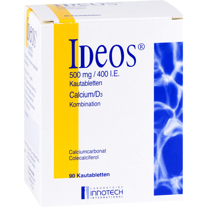 Ideos 500 mg / 400 I.E. kohlpharma Kautabletten bei einem Vitamin D und Calciummangel, 90 St. Tabletten