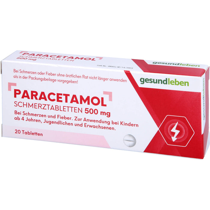 Gesundleben Paracetamol Schmerztabletten 500 mg, 20 pcs. Tablets