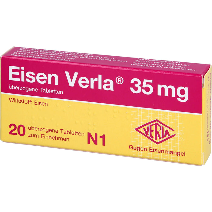 Eisen Verla 35 mg Tabletten gegen Eisenmangel, 20 pc Tablettes
