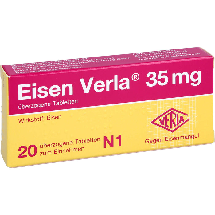 Eisen Verla 35 mg Tabletten gegen Eisenmangel, 20 pc Tablettes