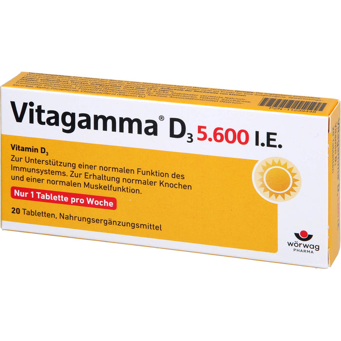 Vitagamma D3 5,600 I.E.Vitamin D3 NEM, 20 St TAB