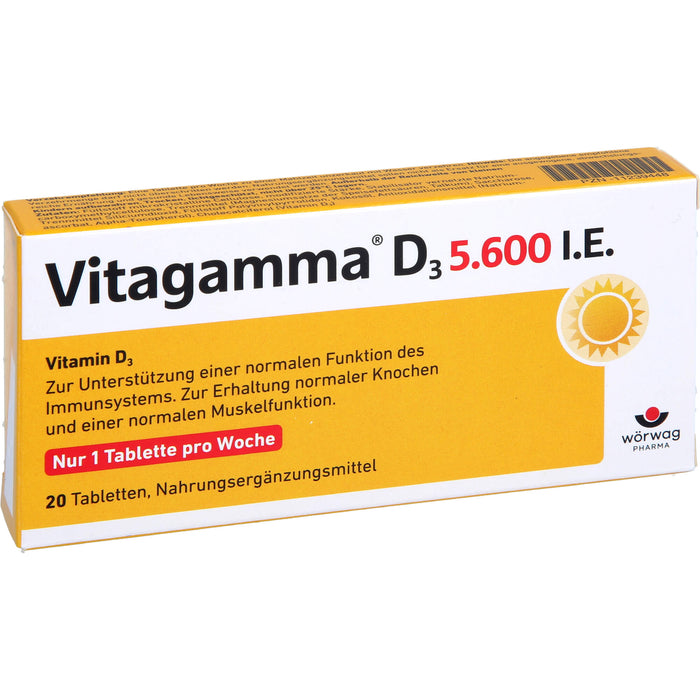 Vitagamma D3 5,600 I.E.Vitamin D3 NEM, 20 St TAB