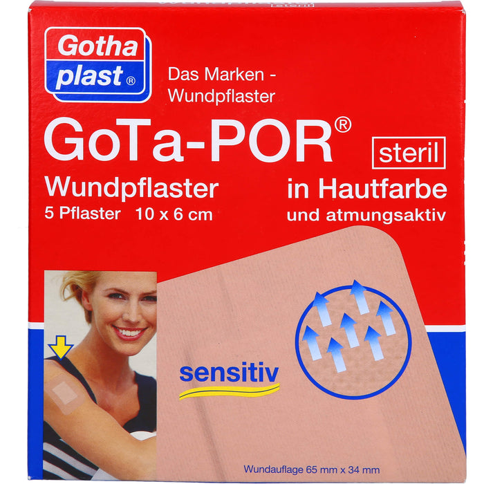GoTa-POR Wundpflaster steril 100x60mm hautfarben, 5 St PFL