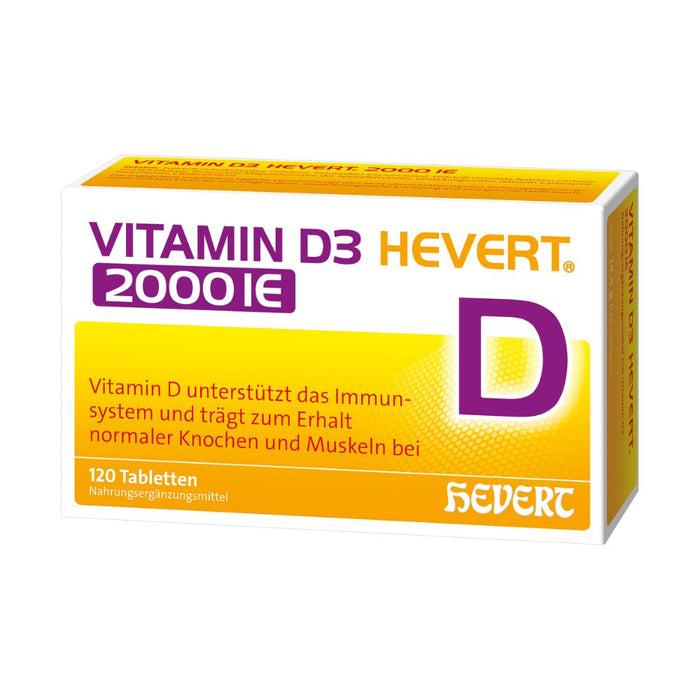 Vitamin D3 Hevert 2000 IE – das Power-Vitamin für Immunabwehr, Knochen und Vitalität, 120 St. Tabletten