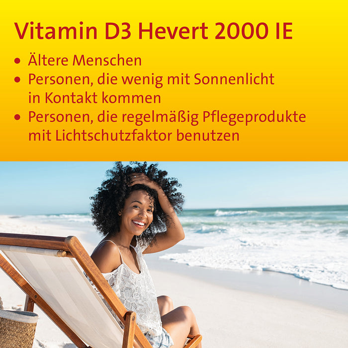Vitamin D3 Hevert 2000 IE – das Power-Vitamin für Immunabwehr, Knochen und Vitalität, 120 pc Tablettes