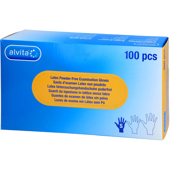 Alvita Latex Untersuchungshandschuhe puderfrei S, 100 pc Gants