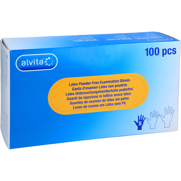 Alvita Latex Untersuchungshandschuhe puderfrei S, 100 pc Gants