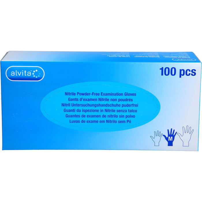 Alvita Nitril Untersuchungshandschuhe puderfrei M, 100 St. Handschuhe