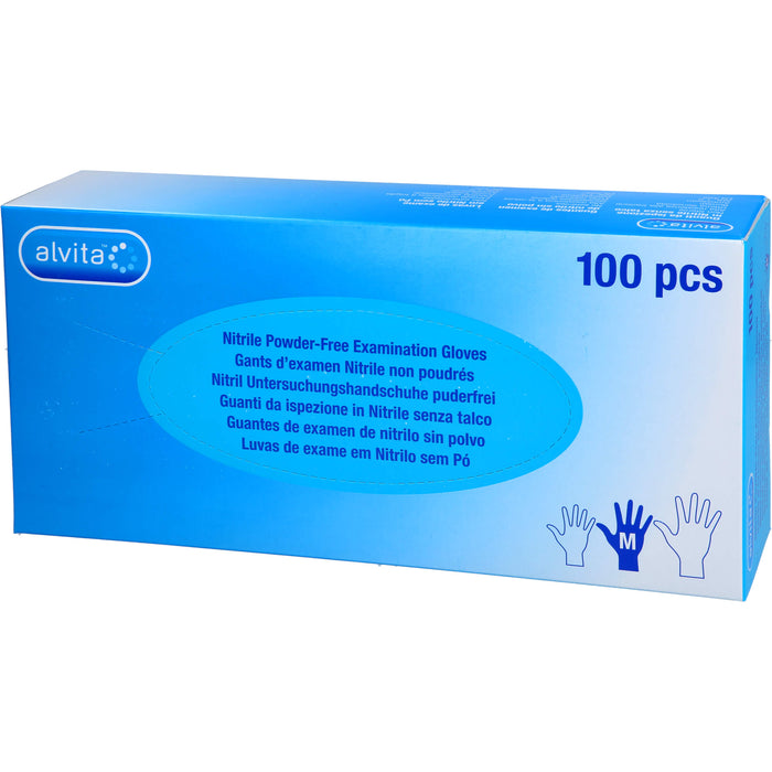 Alvita Nitril Untersuchungshandschuhe puderfrei M, 100 St. Handschuhe