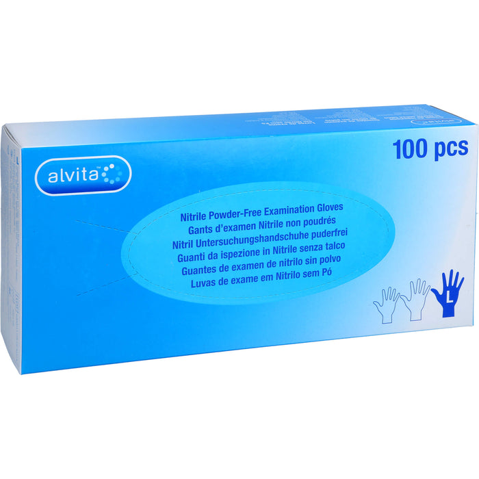 Alvita Nitril Untersuchungshandschuhe puderfrei L, 100 St. Handschuhe