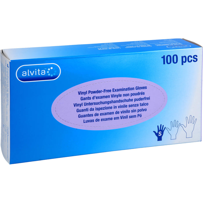 Alvita Vinyl Untersuchungshandschuhe puderfrei S, 100 St. Handschuhe