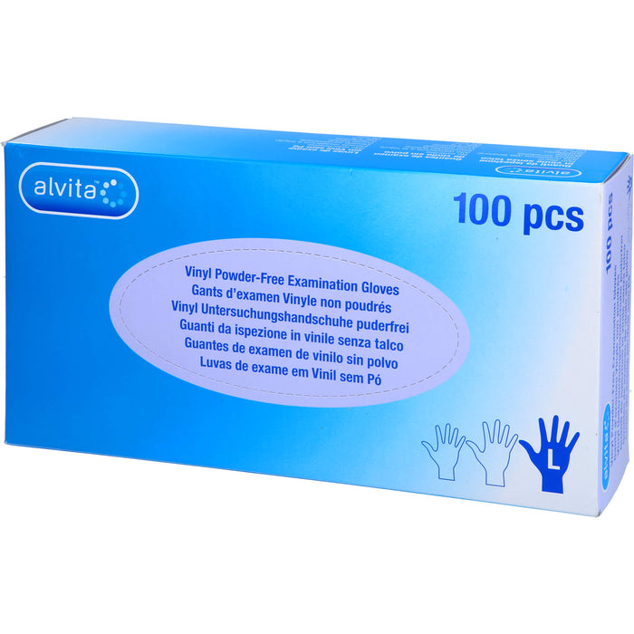 Alvita Vinyl Untersuchungshandschuhe puderfrei L, 100 St. Handschuhe