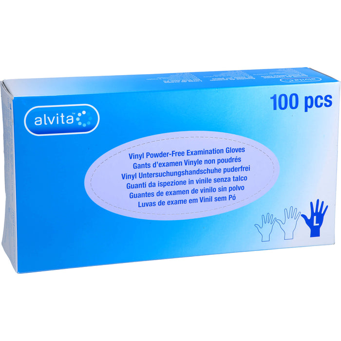 Alvita Vinyl Untersuchungshandschuhe puderfrei L, 100 St. Handschuhe