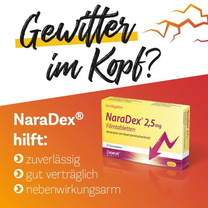 NaraDex 2,5 mg gegen Migräne, 2 pc Tablettes