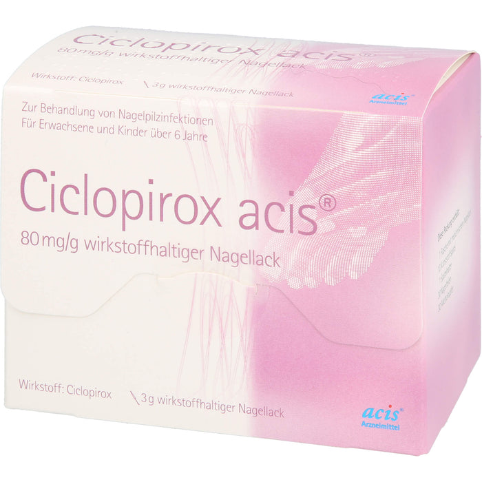 Acis Ciclopirox 80 mg/g wirkstoffhaltiger Nagellack zur Behandlung von Nagelpilzinfektionen, 3 g Vernis à ongles contenant une substance active